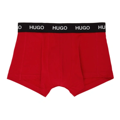 Shop Hugo Three-pack Multicolor Logo Waistband Trunk Briefs