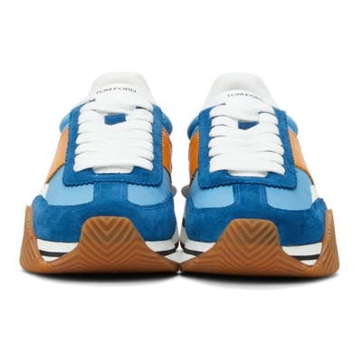 Shop Tom Ford Blue James Sneakers In C5202 Blue + Yellow