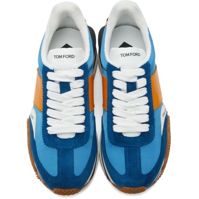 Shop Tom Ford Blue James Sneakers In C5202 Blue + Yellow