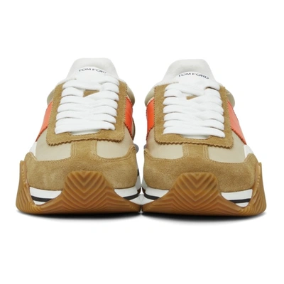 Shop Tom Ford Tan James Sneakers In C7202 Sand + Orange