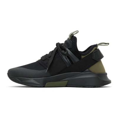 Shop Tom Ford Black & Khaki Jago Sneakers In C9401 Black + Milita