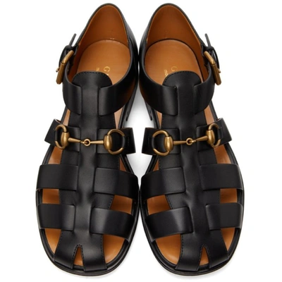 Shop Gucci Black Horsebit Sandals In 1000 Black