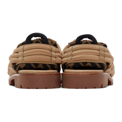 Shop Fendi Beige Nubuck 'ff' Loafers