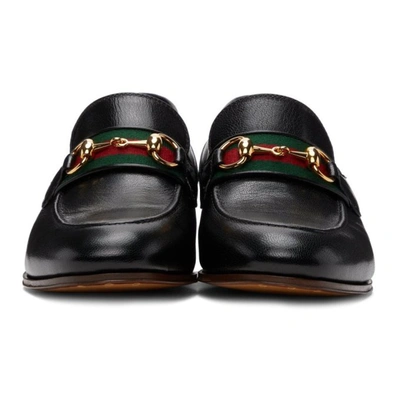 Shop Gucci Black Web Horsebit Loafers In 1060 Nero/vrv