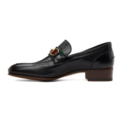 Shop Gucci Black Web Horsebit Loafers In 1060 Nero/vrv