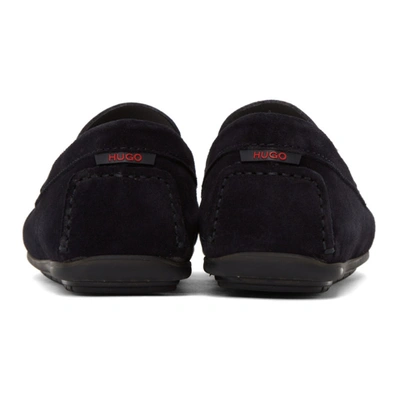 Shop Hugo Navy Dandy Mocc Loafers In Dark Blue