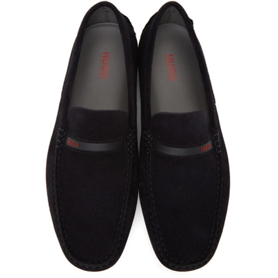 Shop Hugo Navy Dandy Mocc Loafers In Dark Blue