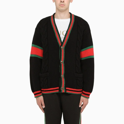 Shop Gucci Oversize Black Cardigan With Braids