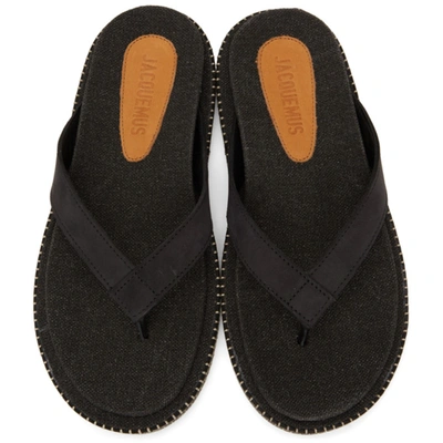 Shop Jacquemus Black 'les Tatanes Blé' Sandals