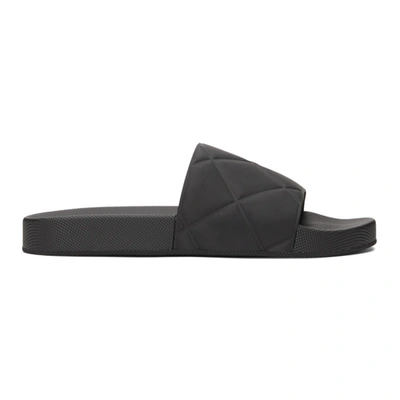 Shop Bottega Veneta Black Rubber Slider Sandals In 1000 Black