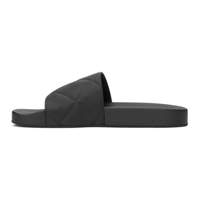Shop Bottega Veneta Black Rubber Slider Sandals In 1000 Black