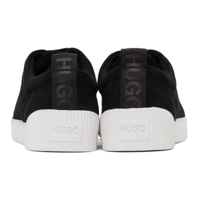 Shop Hugo Black Suede Zero Tennis Sneakers
