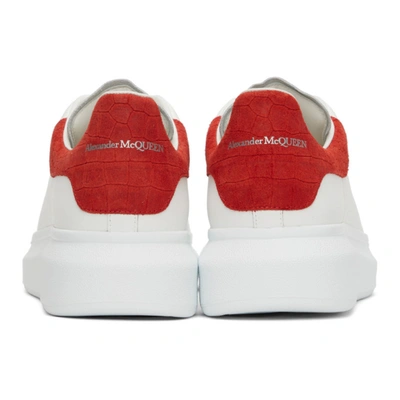 Shop Alexander Mcqueen White & Red Oversized Sneakers In White/geranium