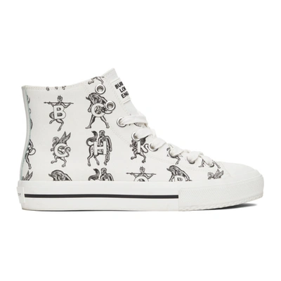 Shop Burberry White Mythical Alphabet Larkhall Sneakers