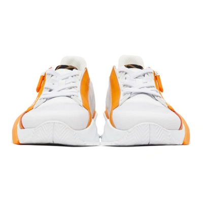 Shop Fendi White & Orange ' Flow' Low-top Sneakers