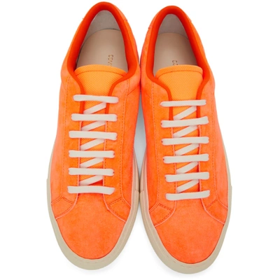 Shop Common Projects Orange Nubuck Achilles Low Sneakers In Orange Fluorescent
