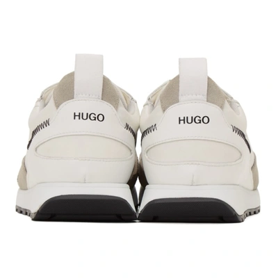 Shop Hugo White & Grey Icelin Running Sneakers In Medium Grey