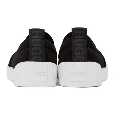 Shop Hugo Black Suede Zero Tennis Slip-on Sneakers