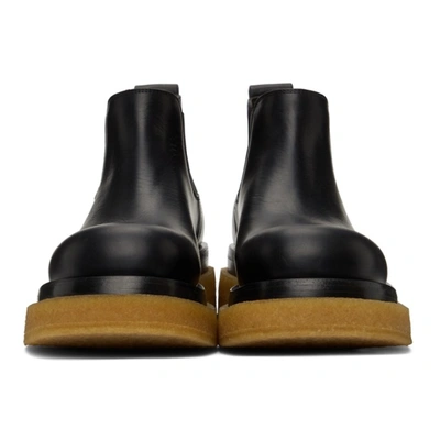 Shop Bottega Veneta Black & Tan Crepe Sole Low Lug Chelsea Boots