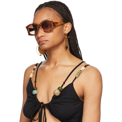 Shop Loewe Brown Paula's Ibiza Large Round Sunglasses In Shiny Radical