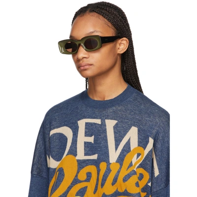 Shop Loewe Black & Khaki Paula's Ibiza Square Sunglasses In Green