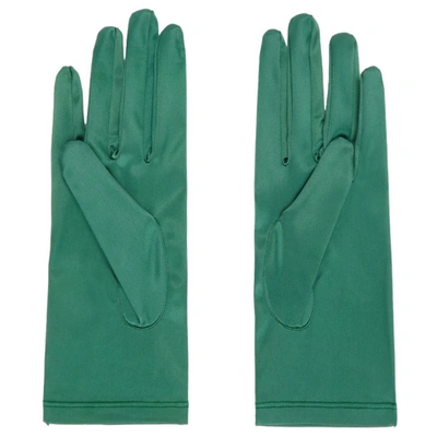 Shop Gucci Green Satin Gloves In Turquoise Blue