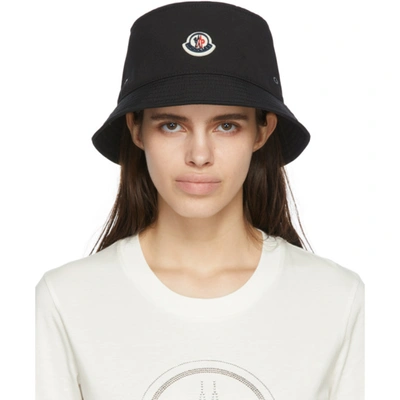 Shop Moncler Black Logo Bucket Hat