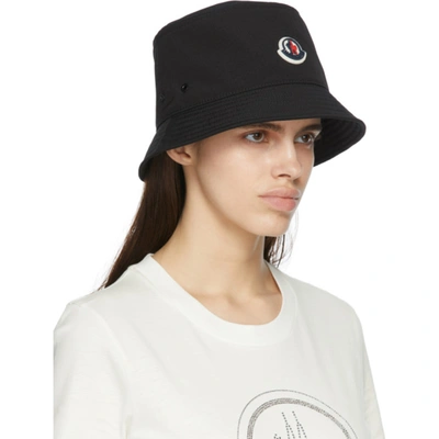Shop Moncler Black Logo Bucket Hat