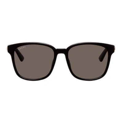 Shop Gucci Black Thin Square Sunglasses