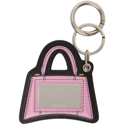 Shop Balenciaga Pink Hourglass Mirror Keychain