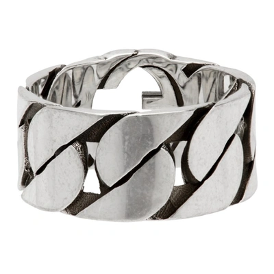 Shop Gucci Silver Thin Chain Interlocking G Ring