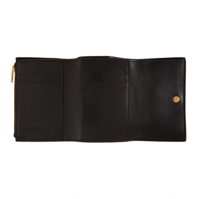 Shop Bottega Veneta Black Intrecciato Trifold Wallet In Black/gold