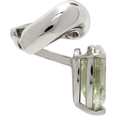 Shop Alan Crocetti Silver & Green Amethyst Alien Left Single Ear Cuff