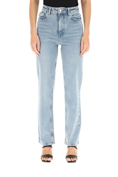 Shop Ganni High-waisted Stretch Jeans In Denim (blue)
