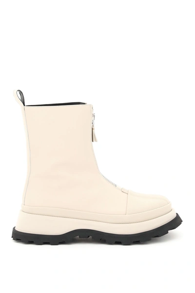 Shop Jil Sander Ankle Zipped Boots In White
