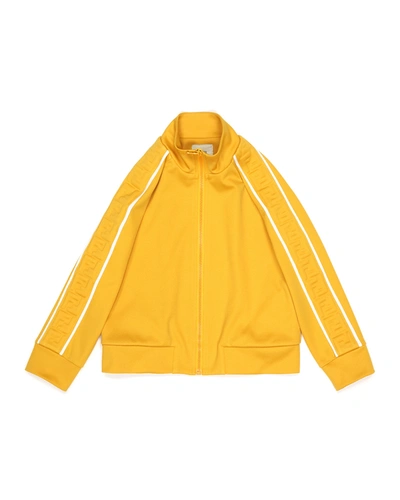 Shop Fendi Kid's Zip-up 3d Track Jacket In F0lwv Mustard