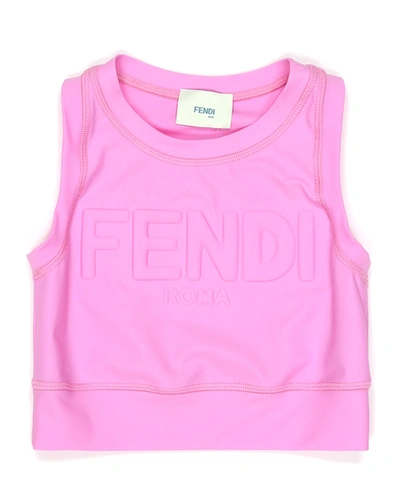 Shop Fendi Girl's Active Crop Top In F0gbe Pink