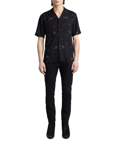 Shop Saint Laurent Men's I Love Ysl Camp Shirt In Neromulti