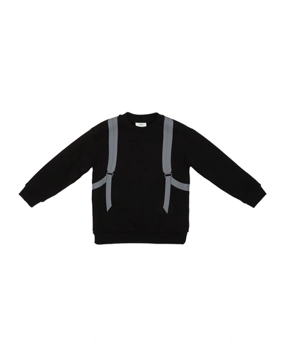 Shop Fendi Boy's Trompe L'oeil Backpack Sweatshirt In F0w27 Black