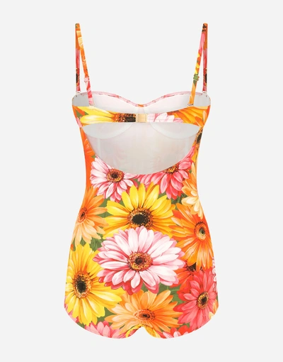 Shop Dolce & Gabbana One-piece Swimsuit With Gerbera-daisy Print