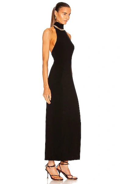 Norma Kamali Halter Turtleneck Side Slit Gown In Black