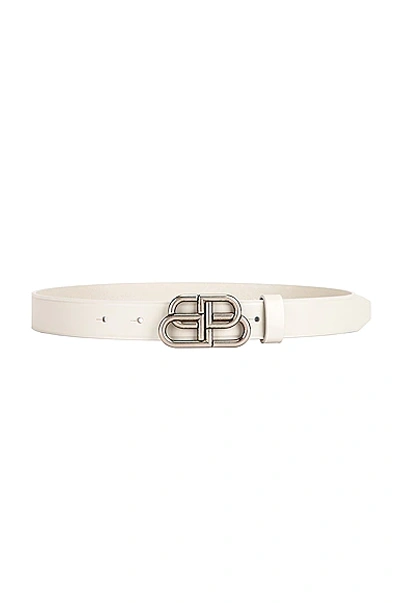 Shop Balenciaga Bb Thin Belt In Chalky White