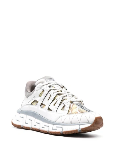 Shop Versace Tgreca Sneakers In Mix Of Materials In White