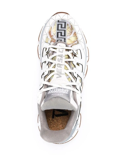 Shop Versace Tgreca Sneakers In Mix Of Materials In White