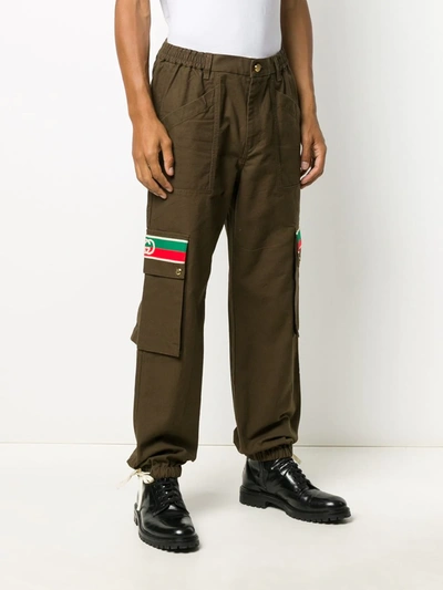 Shop Gucci Web-detail Cargo Trousers In Nero