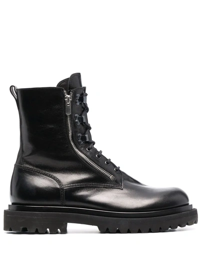 Shop Officine Creative Ultimate Lux Lace-up Leather Boots In Schwarz
