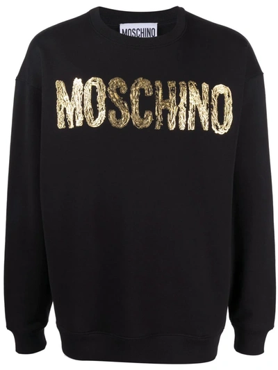 Shop Moschino Painted 3d Logo Sweatshirt In Schwarz