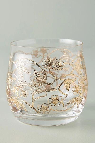 Shop Anthropologie Fiorella Stemless Wine Glasses, Set Of 4 In Gold