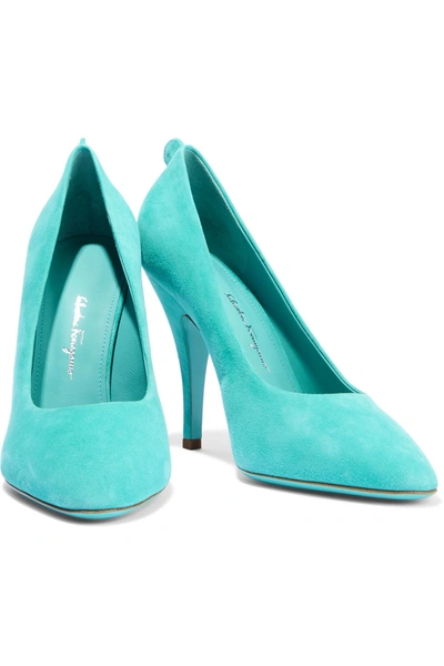 Salvatore Ferragamo Ladies Blue Suede Gancini Pumps, Brand Size 7.5 D |  ModeSens