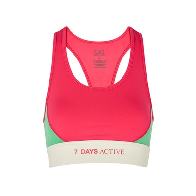 Shop 7 Days Active Colour-blocked Logo Bra Top In Pink